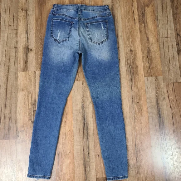 DISTRESSED DENIM SKINNY JEANS - Picture 5 of 7